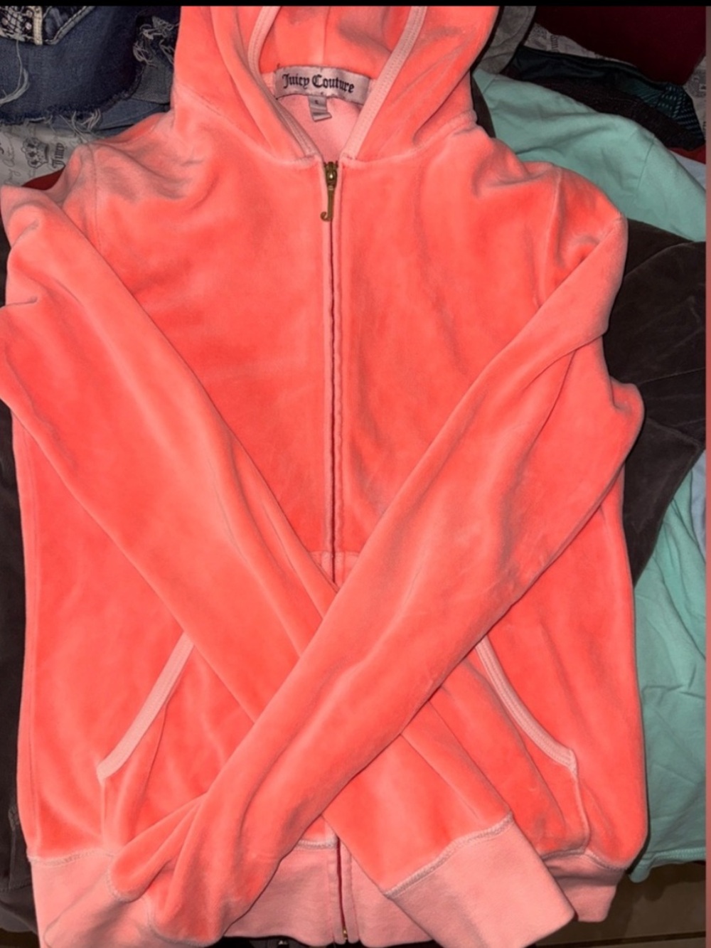 Juicy Couture velour track jacket Size Small Coral Jacket